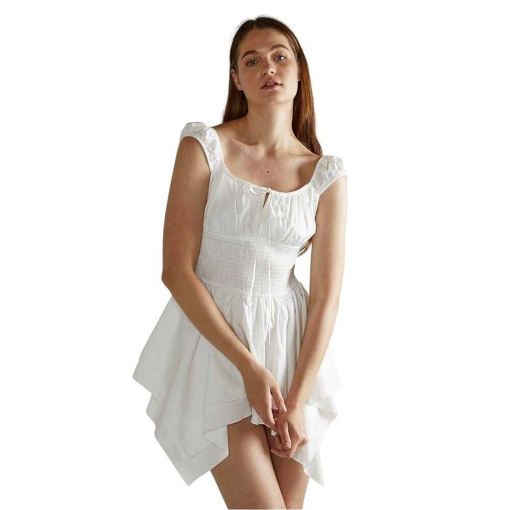 Narrated Womens/Ladies Mini Skater Dress / White
